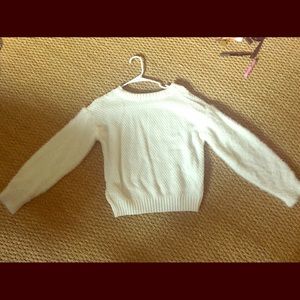 White sweater with fluffy sleeves